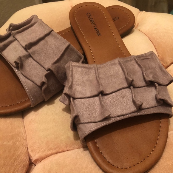 Lavender Suede Slides - Picture 2 of 5